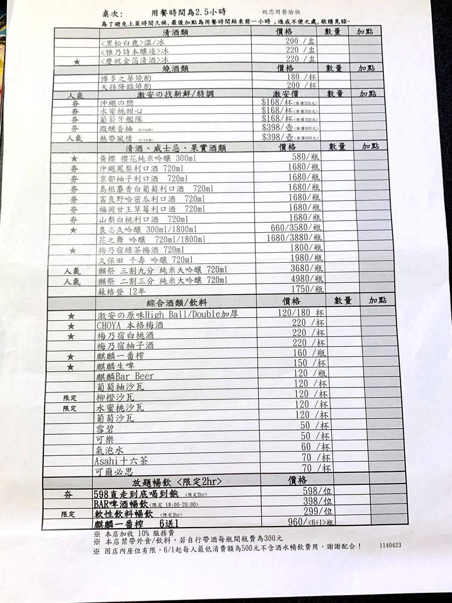 市府站串燒居酒屋。激安の食事酒場,多款串燒口感豐富不膩口,598元啤酒清酒喝到飽超划算,下班聚餐好選擇 - 第38張圖